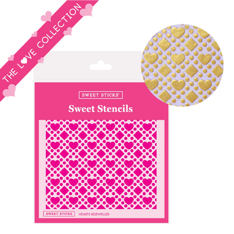 Sweet Sticks Hearts Bejewelled Stencil