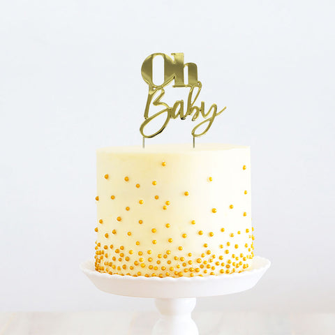 GOLD Metal Cake Topper - OH BABY