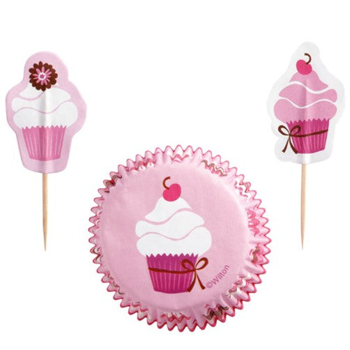 Wilton Party Pink Cupcake and Pick combo set