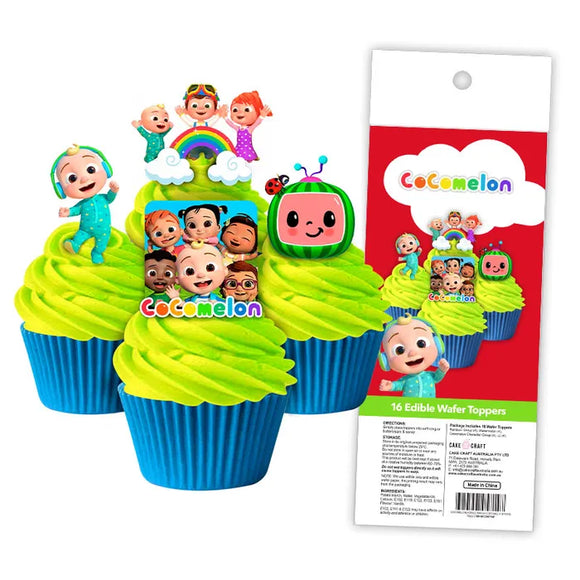 COCOMELON  Edible Wafer Paper Cupcake Toppers - 16 pack
