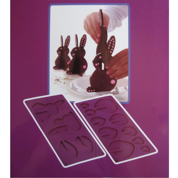 d. Line 3D Silicone Easter Chocolate Mould - Rabbit & Egg - 2 piece set